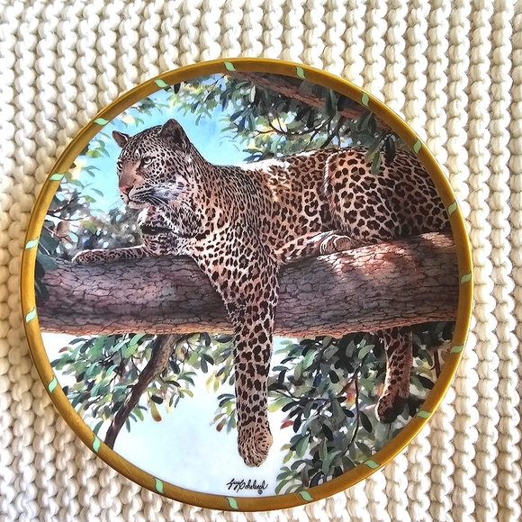 Lenox Collection Afternoon Shade Guy Coheleach Royal Cats Plate Leopard - Picture 9 of 13